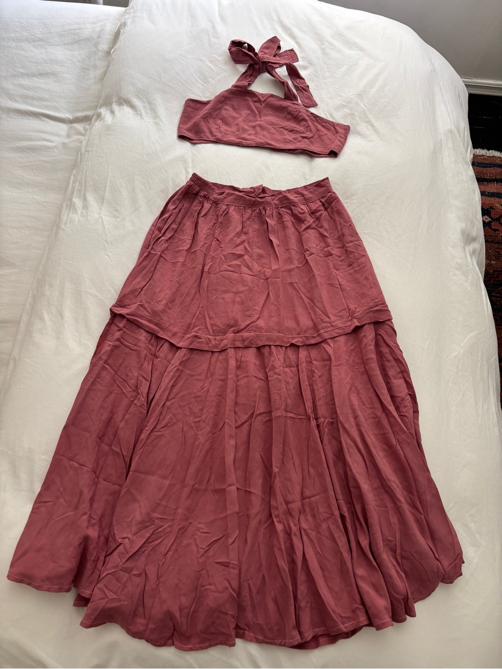Mauve Pink Skirt & Crop Top Set